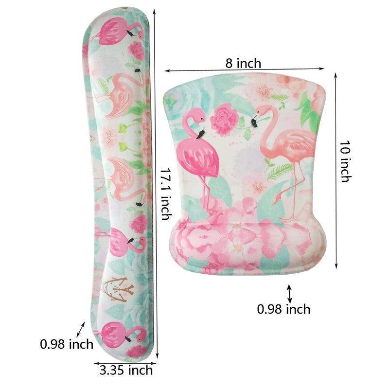 HAPLIVES Ergonomic Keyboard Wrist Rest Pad and Mouse Pad Wrist Support Set with Non-Slip Backing Memory Form-Filled, Easy-Typing and Pain Relief for Gaming Office Computer Laptop (Pink Two Flamingos) - Image 2